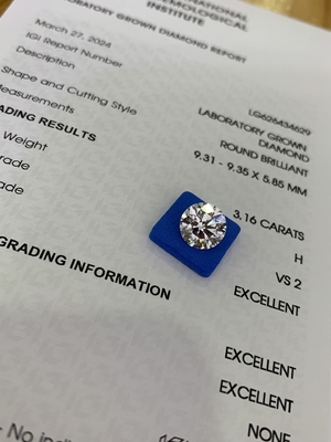 kopen 3.16CT H VS2 3EX Rond gesneden CVD Lab Diamant LG626434629 online manufacture