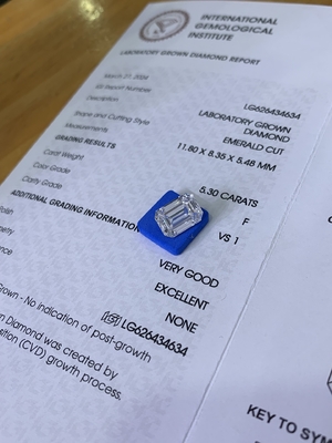 kopen 5.3ct Lab Diamond Man Made Emerald Cut Diamond VS1 Helderheid F kleur online manufacture