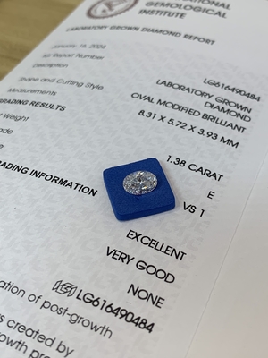 kopen 1.38ct Oval gesneden laboratorium gegroeide diamant CVD E VS1 EX VG N IGI gecertificeerd online manufacture
