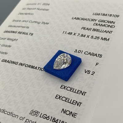 kopen 3.01CT F Kleur VS2 Helderheid 2EX Peervormig Lab-groeide diamant online manufacture