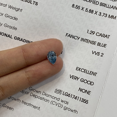 kopen 1.29ct VVS2 Peer Shape Lab Created Diamant Fancy VIVID Blauw online manufacture