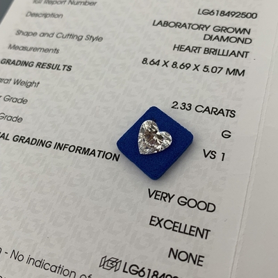 kopen 2.33ct Lab Grown Diamond Heart Cut CVD G VS1 2EX N IGI Kunstmatige diamanten online manufacture