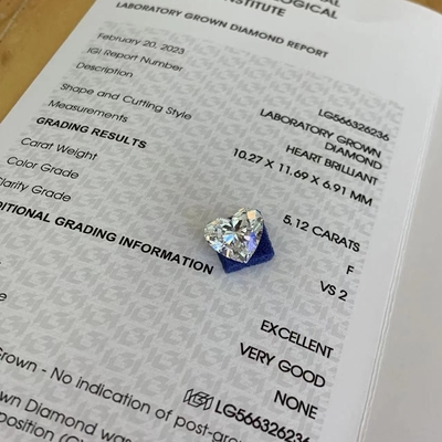 kopen 5.12ct Hart Lab Groeide Diamanten CVD F VS2 2EX N IGI LG566326236 online manufacture