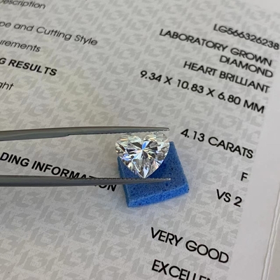 kopen 4.13ct VS2 Duidelijkheid F Kleur Lab Groeid Hart Diamant IGI Gecertificeerd online manufacture