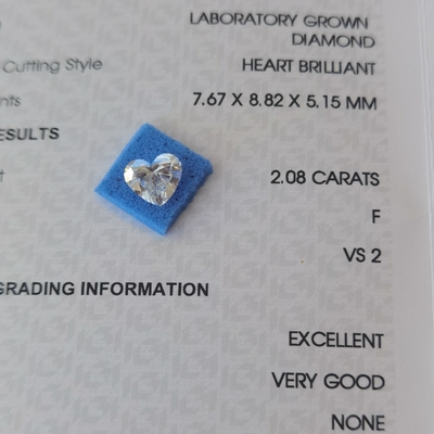 kopen 2.08ct CVD Hartvormig Lab Groeid Diamant VS2 F OEM ODM online manufacture