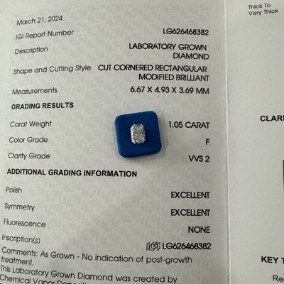 kopen HYF 2.06ct Lab Grown Radiant Cut Diamant VVS2 Helderheid F Kleur online manufacture