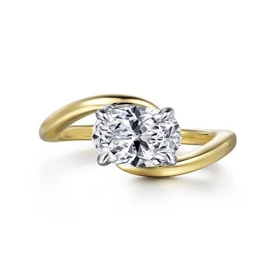 kopen 18K 14K 10K Massivgoud Op maat gemaakt Juwelen 2 karaat Def Vvs Clarity Cvd Oval Cut Lab Groeide Diamant 3 Stone Rings fabriek online manufacture