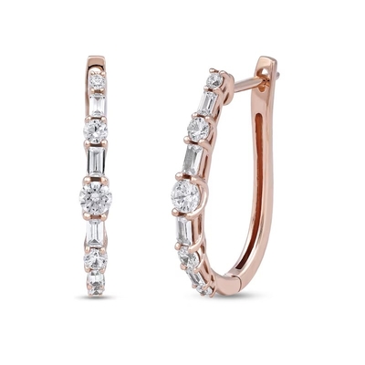 kopen 10K 14K 18K massief goud man gemaakt lab gegroeid diamant hoop oorbellen baguette snijden online manufacture