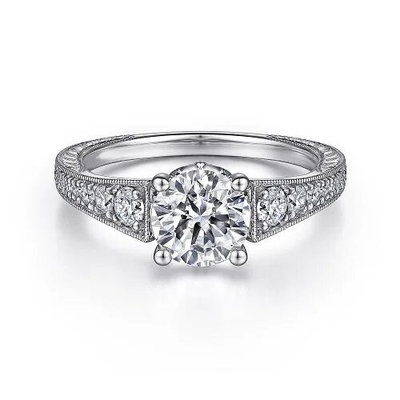 kopen Rond gesneden diamanten verlovingsring met trouwring VVS helderheid HPHT online manufacture