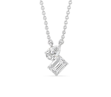 kopen Ronde smaragd gesneden bezel Lab gegroeide diamant ketting in 18K 14K 10K Solid Gold Duidelijkheid CVD online manufacture