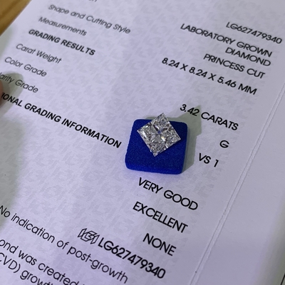 3.42CT G VS1 EX VG CVD Lab Groeide Diamanten Princess Cut OEM ODM