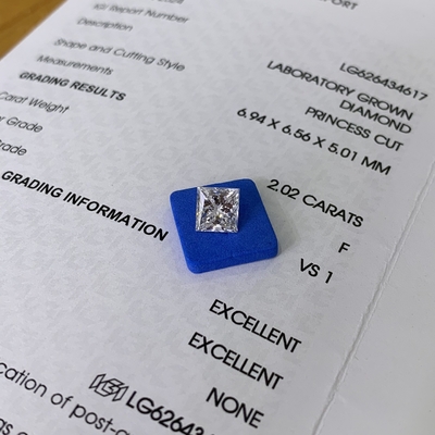 2.02 karaat F VS1 2EX CVD Princess Cut Lab Diamant OEM ODM