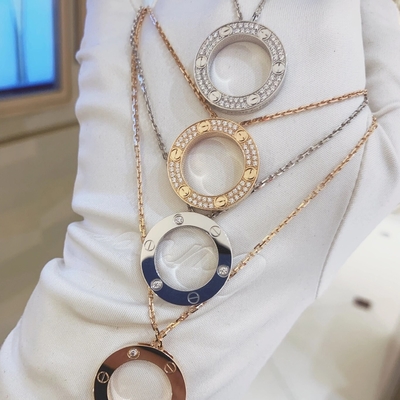 GH VS 18k massief goud halsketting geplaveide diamanten liefdeshanger set