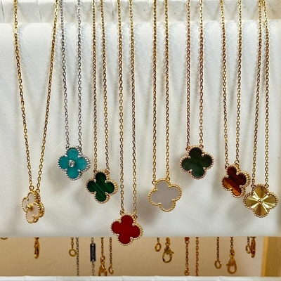 Malachiet Juwelen 18k Massivgoud Ketting Replica Juwelen VAN Vier blad klaver Ketting