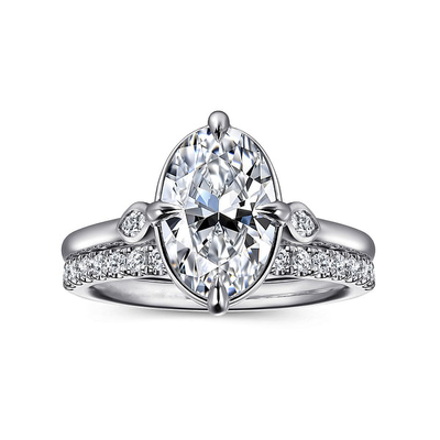 Classic Style Lab Grown Diamond Wedding Band VVS Duidelijkheid HPHT Oval Cut Ring