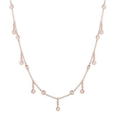 18K massief goud rond gesneden bezel Lab gegroeid diamant ketting met DEFGH edelsteen
